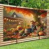 2D Flat Fall Scarecrow Pumpkin Harvest Farm Backdrop Autumn Photo Background