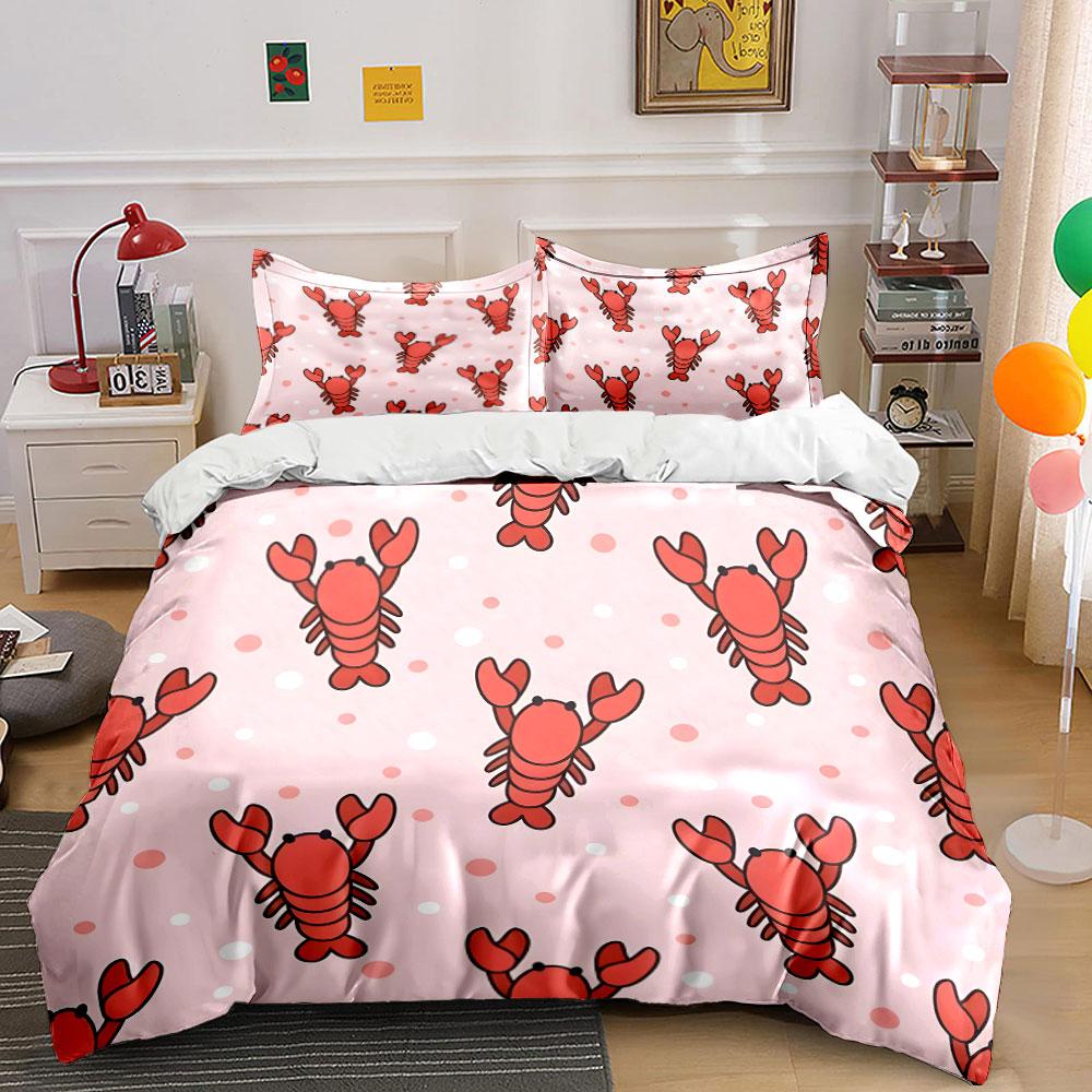 Grosstor Unisex Lobster-Themed Three-Piece Dining Set Exquisite Three-Piece Bedding Set Gift For Kids And Adults