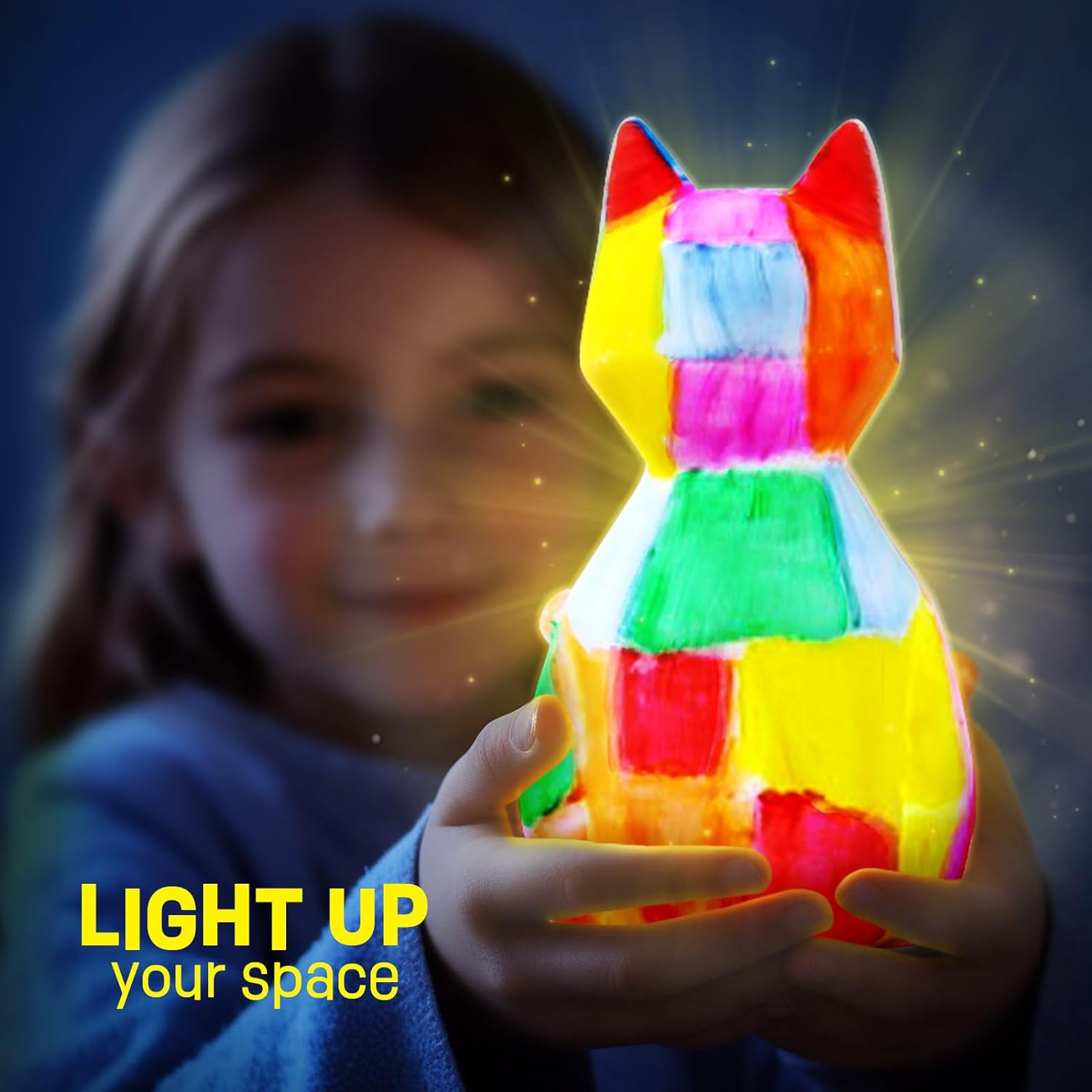 

Paint Your Own Cat/Deer Lamp Art Kit DIY Geometric Night Light Art Supplies Gifts for Kids Boys Girls Ages 6 7 8 9 10 11 12