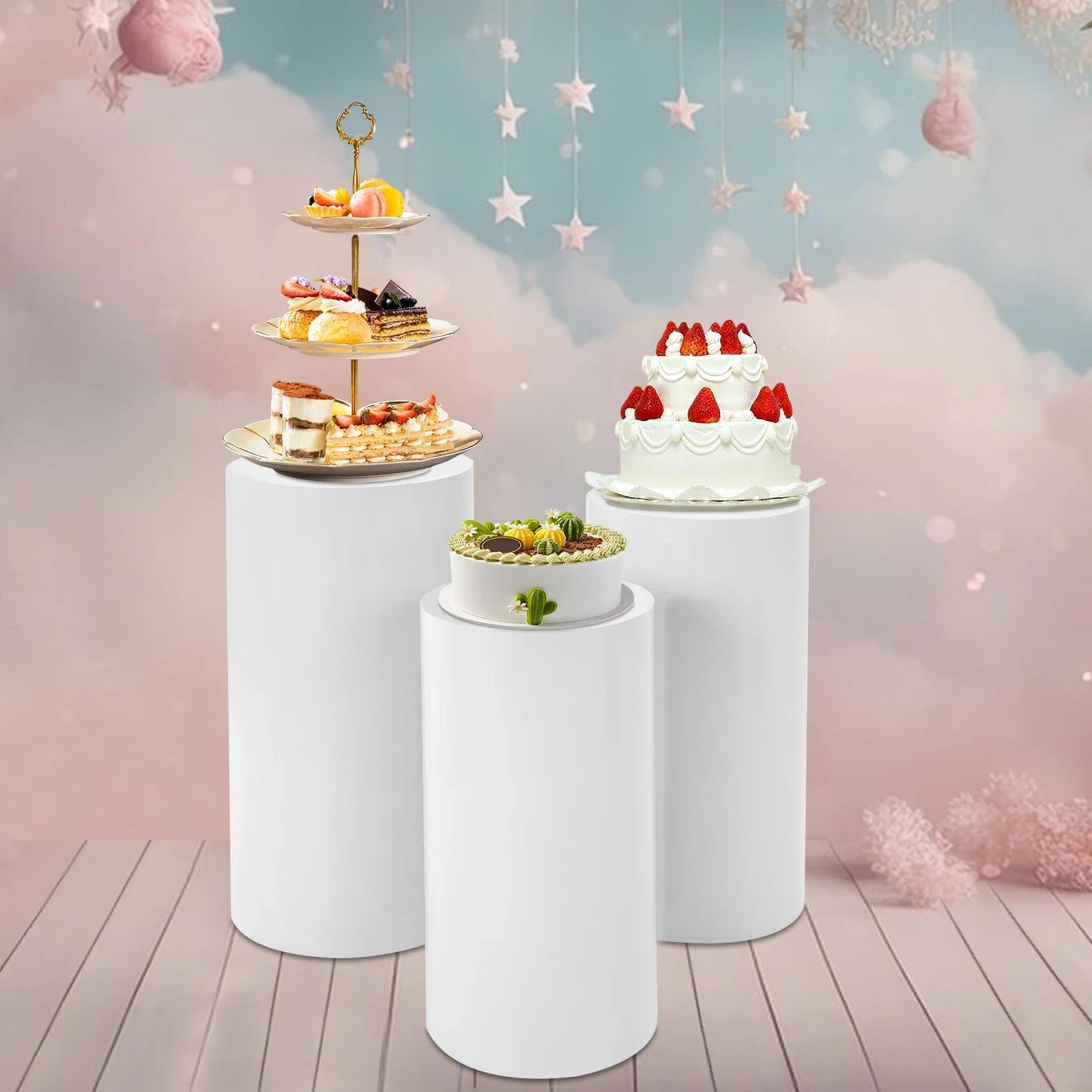 

Трехсекционная цилиндрическая подставка (50см,55см,60см), Перекрывающийся белый декоративный стол «Сделай сам», десертный стол для свадеб и вечеринок белый