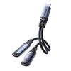 2in1 Adapter Konverter Ladegerät + Kopfhörer USB-C zu 2x USB-C Schwarz