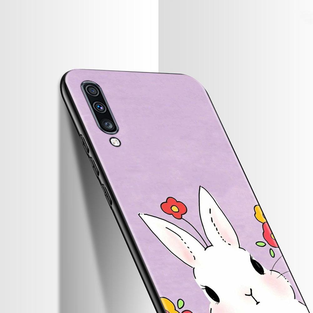 Pouzdro Flower Love Pink roztomilý králík pro Samsung Galaxy A70 A70s A50 A30s A04s A20s A20e A02 A02s A03 A04 A03s M52 A42 M31 kryt