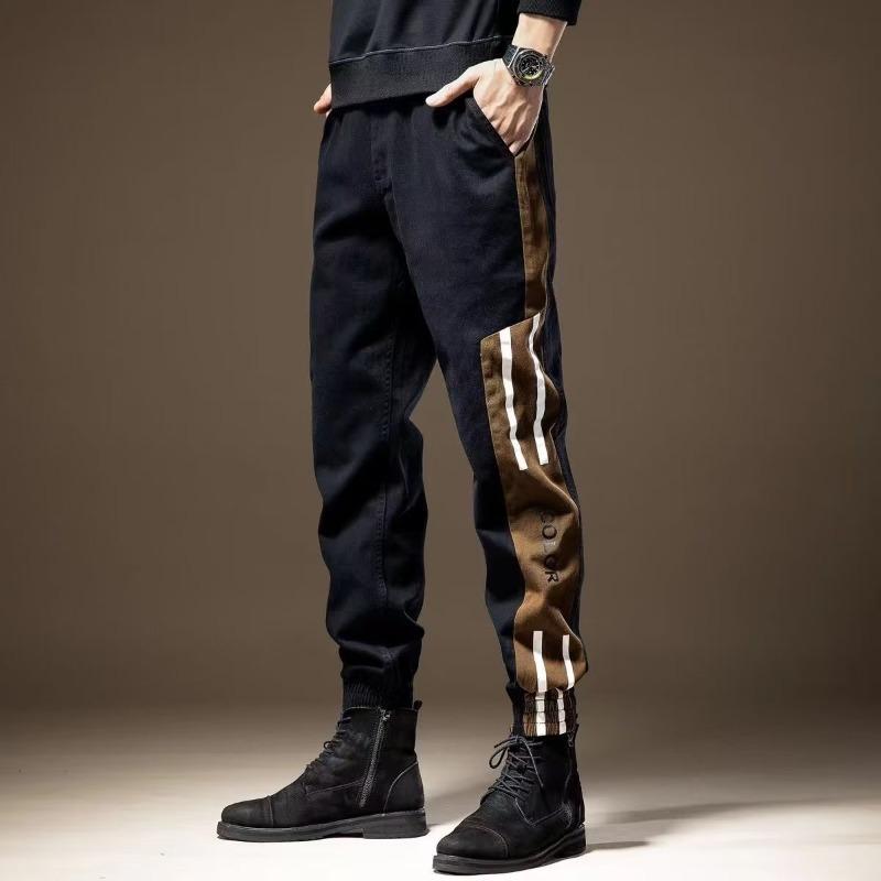High-end American splicing overalls men's trendy brand loose straight leggings men's sweatpants casual pants long pants