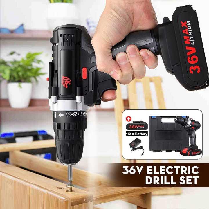 Brushless Cordless Electric Drill Dual Speed Adjustment Torque 6V 450/1450r/min Rechargeable 2Battery With LED Light