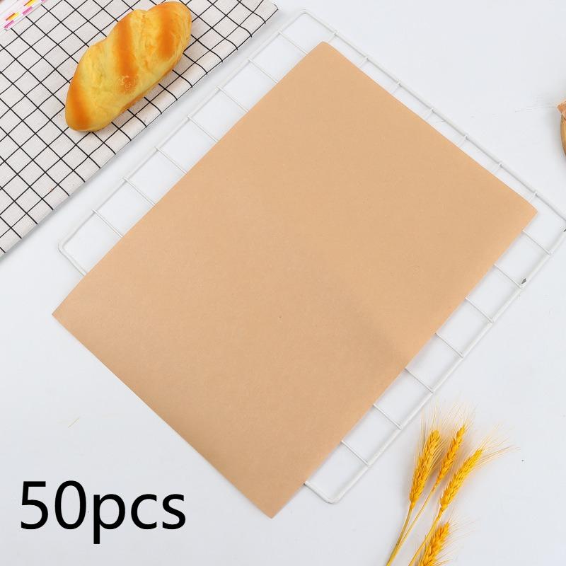 50pcs Large Size Thick Grease-proof Food Paper, Kraft Sandwich Wrapping Paper for Picnic Basket Lined Cooked Kitchen Accessories