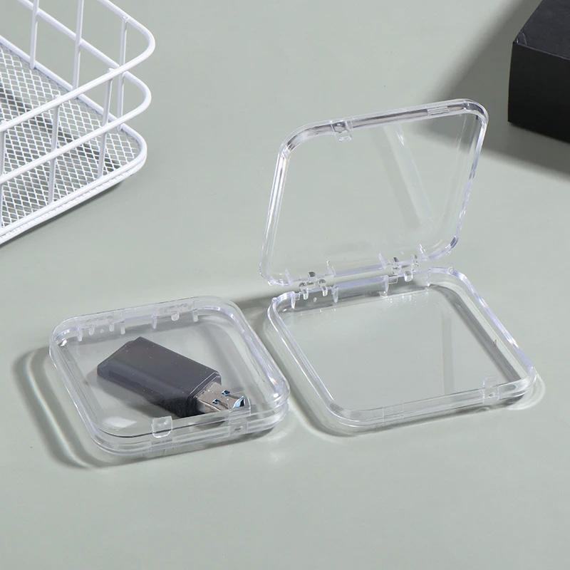 Transparent Acrylic Storage Box Square Card Nail Container Jewelry Earring Ring Badge Beads Storage Box Case Organizer Protector