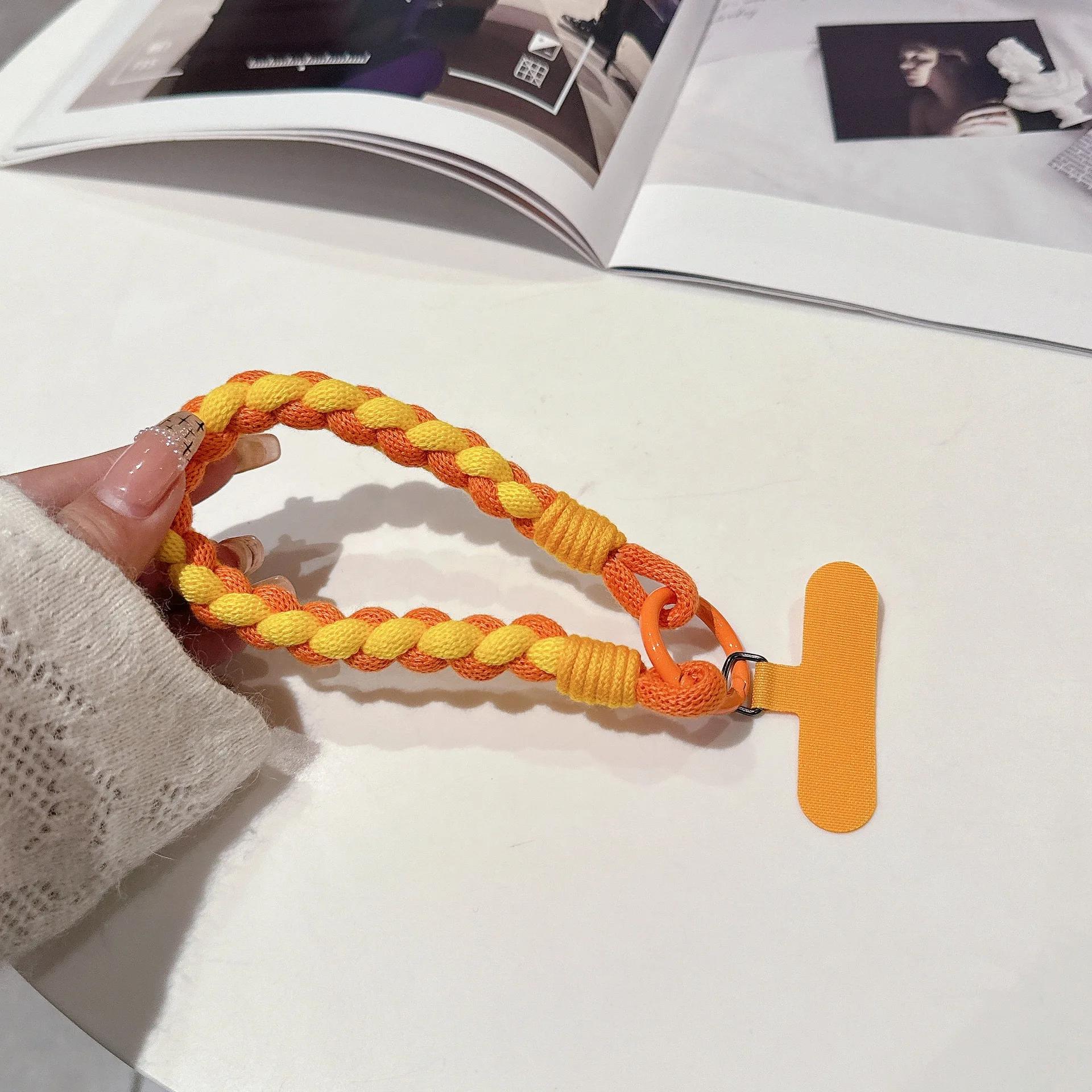 

New Colorful Universal Braided Mobile Phone Lanyard Strap Cute Hanging Chain Ring Cord With Patch Wrist Strap Phone Detachable