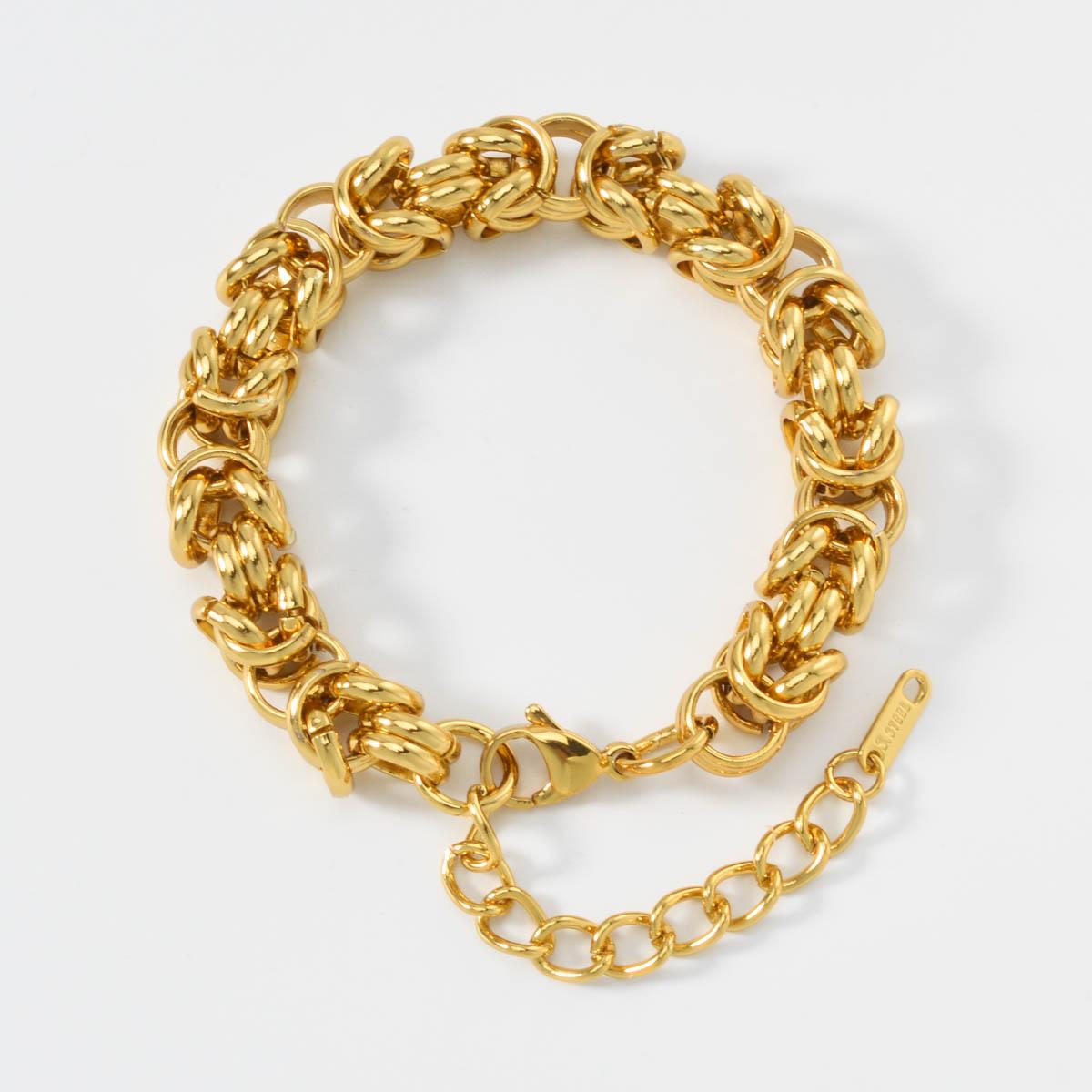 Vintage Stainless Steel Gold Plated Bracelet For Men Women Retro Bold Unisex Chain Bangle Edgy Rebellious Jewelry Gift