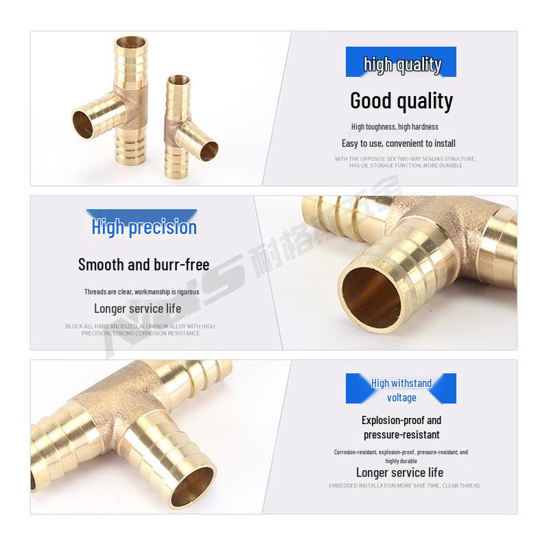 Brass Green Head Pagoda Straight-Through 2-Way or 4-Way Tee Fitting, Compatible with 6-16mm Tubing