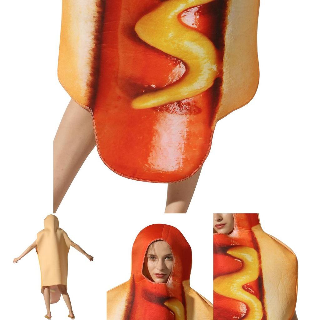 Fun And Vibrant Hot Dog Costume Jumpsuit For Halloween Stage Performances