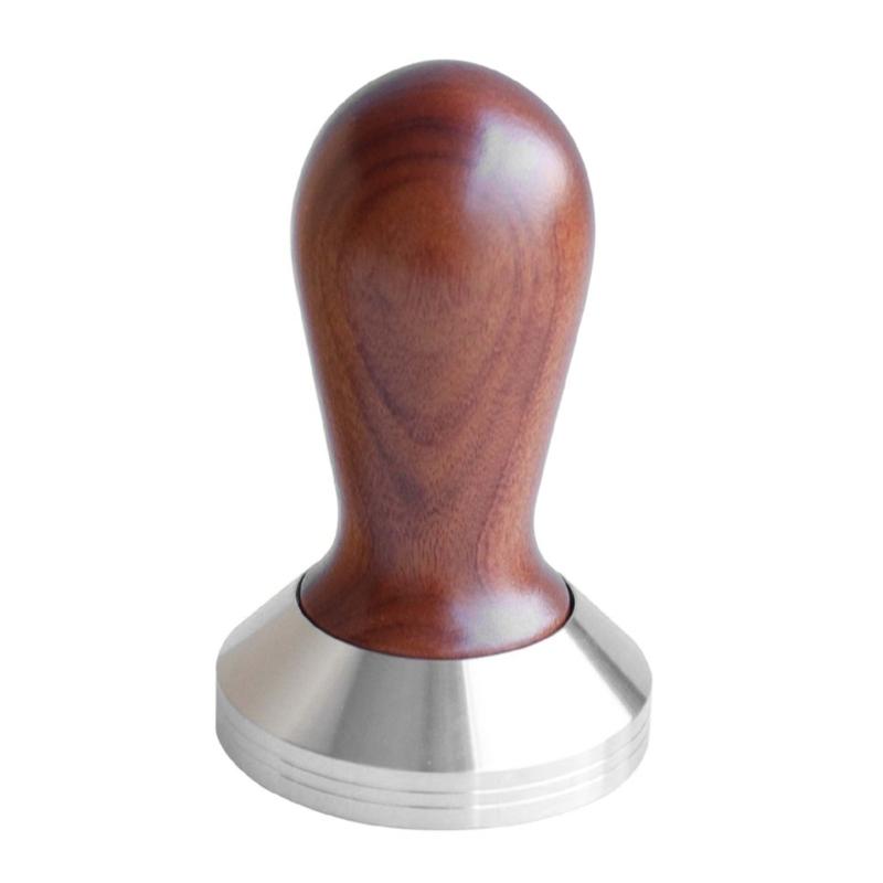 Hochwertiger Edelstahl-Espressokaffee-Tamper mit Holzgriff für ergonomischen Komfort, gleichmäßigen Druck und einfache Reinigung