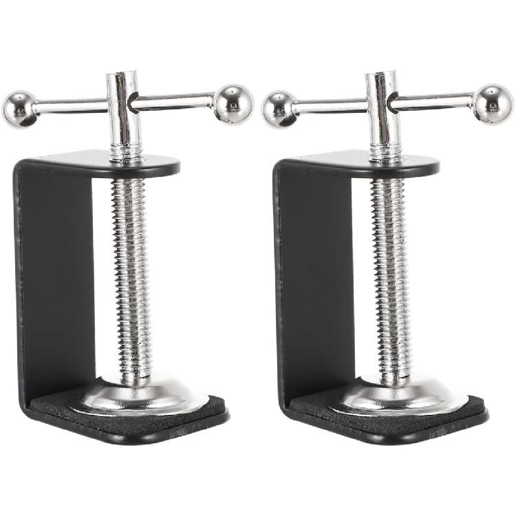 2Pcs Small C Clamps, 2inch Desk Mount Clamps Plastic C Bracket with Stainless Steel Screw for Securely Holding Tables - Tripods and More Versatile