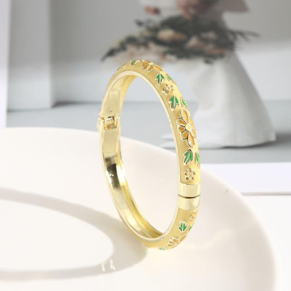 Zinc Zinc Alloy Material Enamel Bracelet Ethnic Floral Motifs Cloisonne Bracelet  Gift Giving