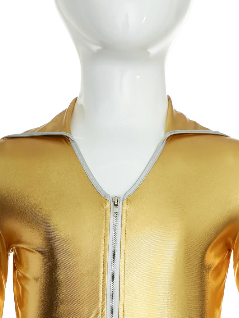 Kids Retro 70s Disco Jumpsuit, Flare Sleeve Ruffle Bodysuit with Bell Bottom Pants, Comfortable Dance Party Cosplay Costume