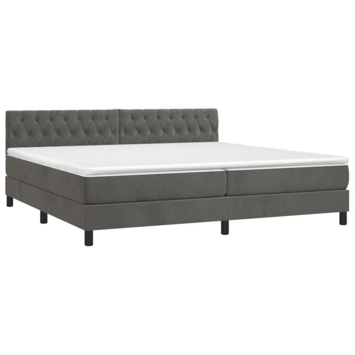 3141504 vidaXL Bed with Box Spring and Mattress Dark Grey 200x200cm Velvet