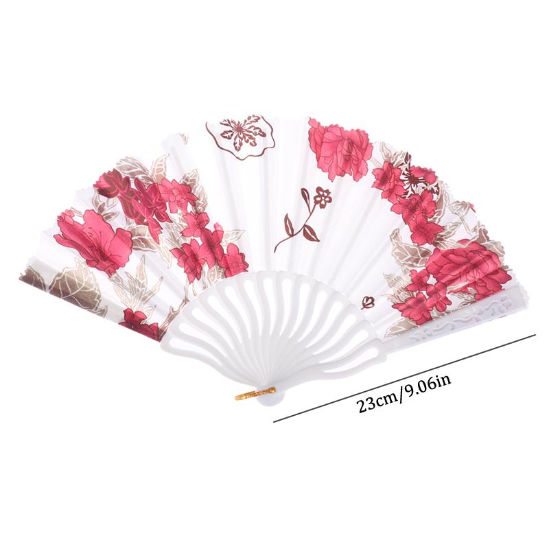 Retro Flower Printed Folding Fan Classical Dancing Fan Women Cheongsam Fan Portable Hand Held Fan Wedding Fan Decor Gifts