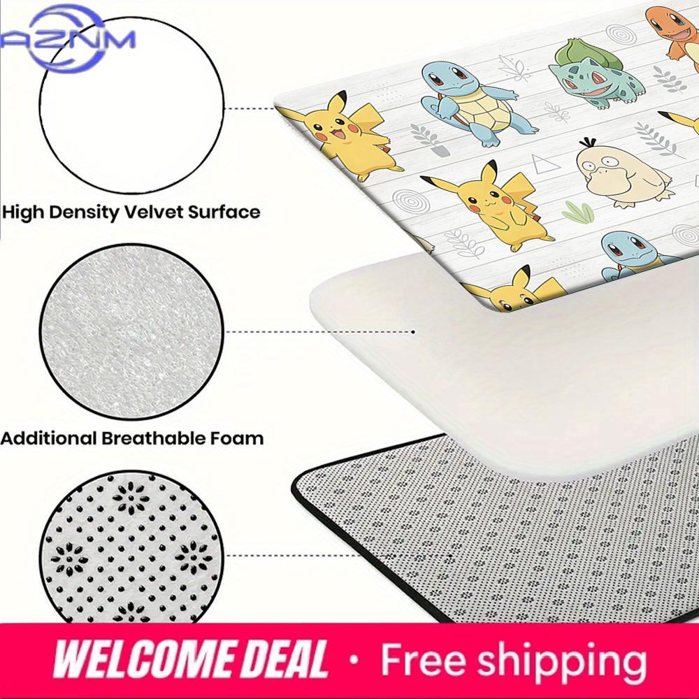 Pokemon Pikachu and Starters Cute Pattern Print Non-slip Doormat, Soft Absorbent Floor Rug for Home Decor
