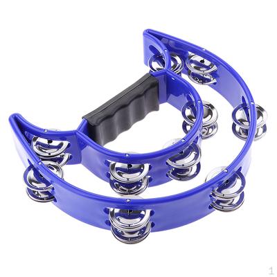 Music Instrument Tambourine Blue Double Row Metal Handheld Musical KTY Toys