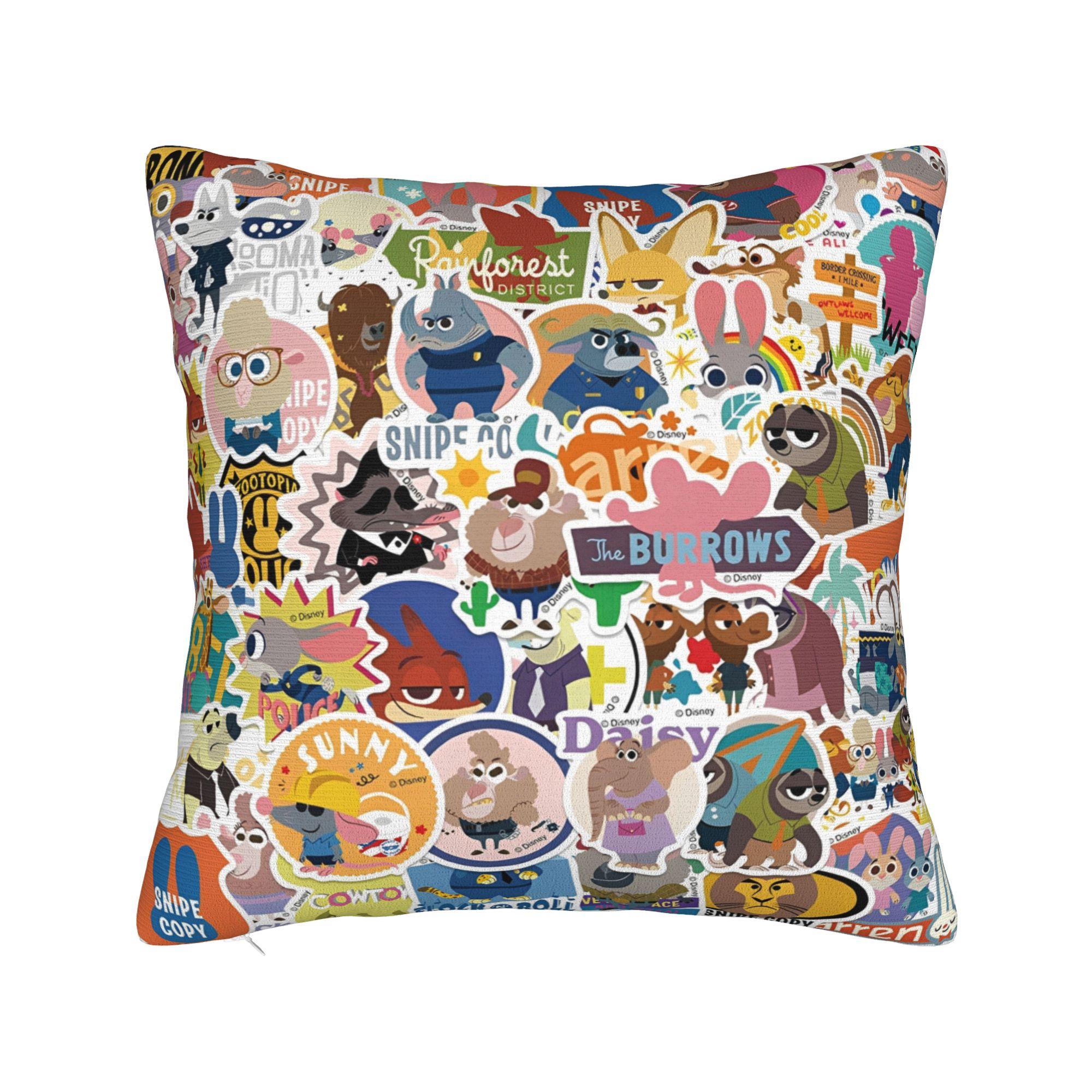 

Zootopia Cartoon Square Pillow Cases Judy Hopps Nick Wilde Cushion Covers Awesome Zippered Decor Pillowcase for Home 40*40cm 45cmx45cm