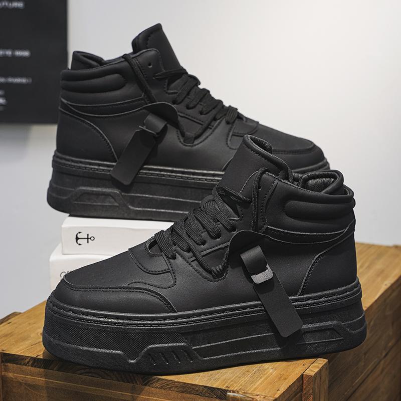 

Four Season Running Shoes with Thick Soles Invisible Enhancement High Shoes White Shoes Versatile and Convenient for Commuting 45 чорний