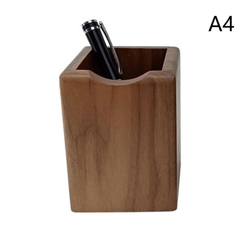 Walnut Geometric Lines Desktop Storage Pen Holders Large Capacity Pen Holder Box Nordic Style Business Pencil Organizer