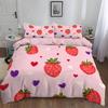 Girls Strawberry Bedding Set 2pcs, Soft Comfy Microfiber Fruit Geometry Reversible Duvet Cover with 1/2 Pillow Cases 75*50CM