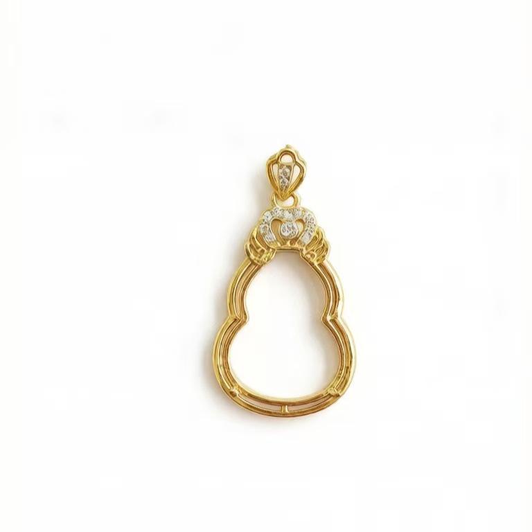 Women's S925 Silver Gourd Pendant Necklace - Classic Round Safety Buckle, Light Luxury Design, Inlaid Accessories