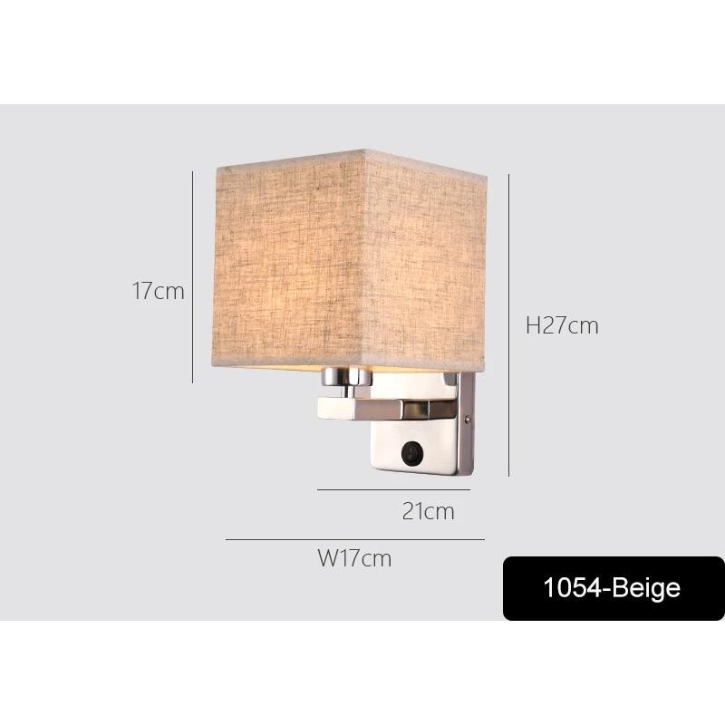 Bedroom Wall Lamp with Fabric Lampshade Modern Reading Light Metal 6W LED Wall Light for Living Room Bedside Home Decor