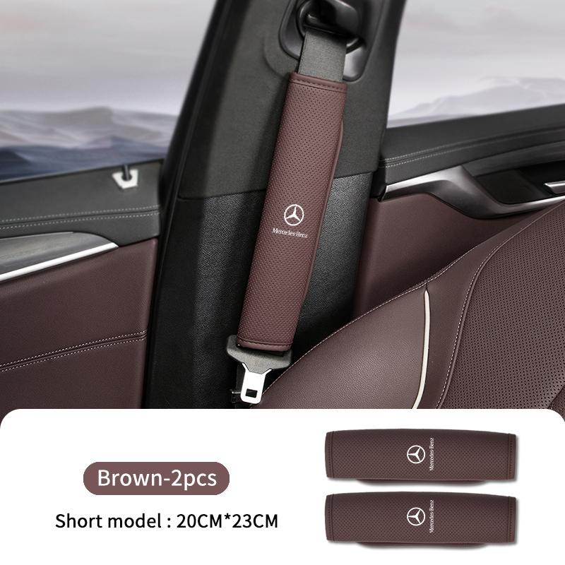 XDFMN1 Hot 2026 New For Benz For Mercedes Benz 2pcs Leather Car Seat Belt Cover Shoulder Protection Pad W211 W124 W176 W177 C180 C200 C