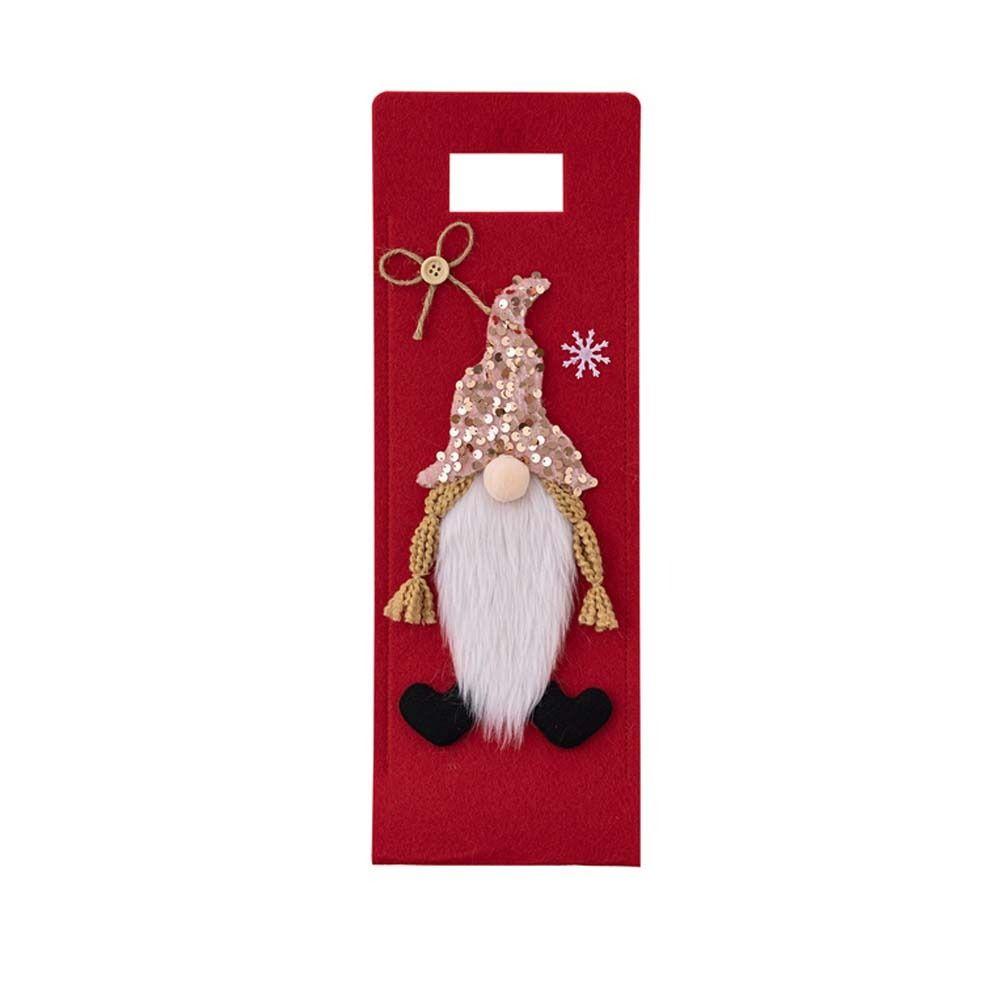 Cartoon Faceless Old Man Wine Bottle Bag Reusable Wine Pouch Gift Home Xmas Decor