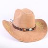 Beliebter europäischer und amerikanischer klassischer Wildleder Western Cowboyhut für Herren und Damen, großer Schirm, bestickt, Outdoor-Sonnenhut