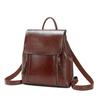 A Retro Oil-wax Leather Backpack for Women, A Fashionable Schoolbag for Female College Students