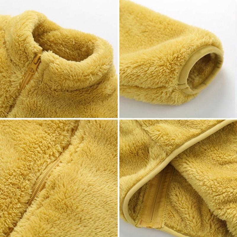 Dětská plyšová bunda oboustranný samet jednobarevná teplá unisex dětská bunda top