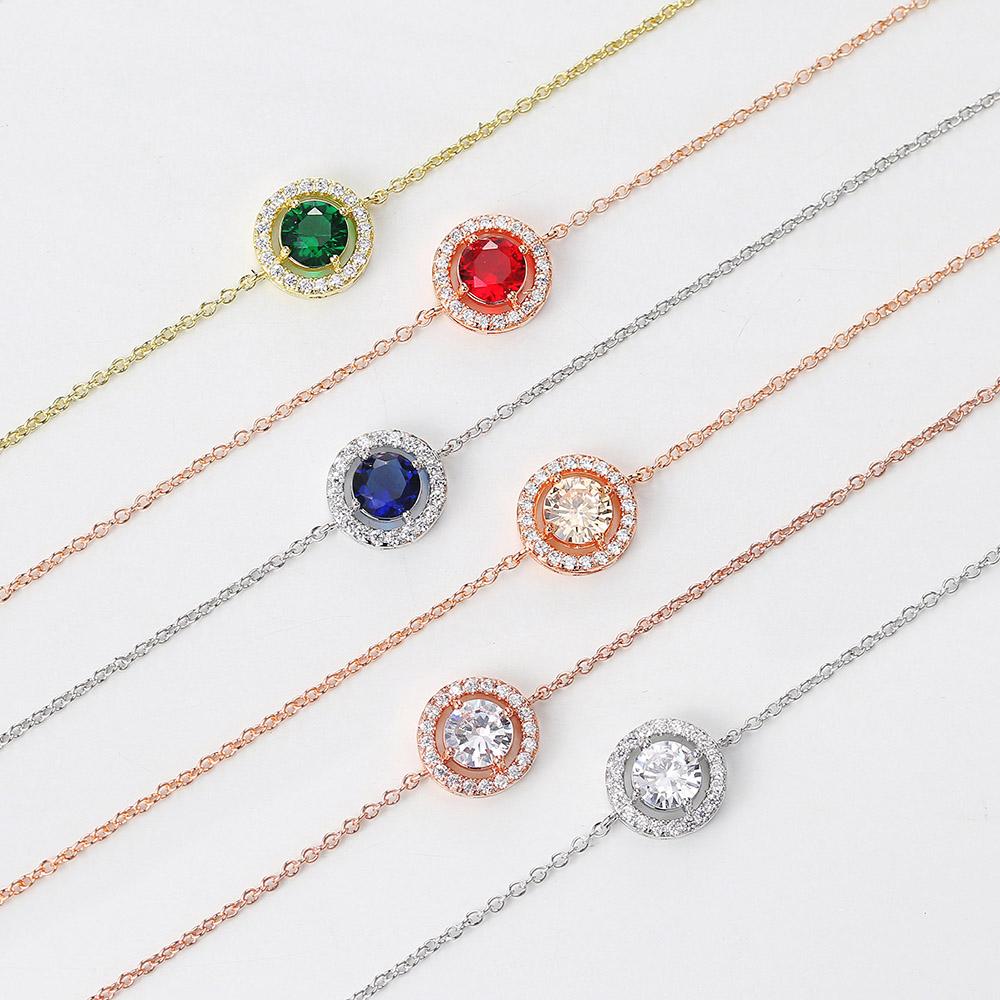 Round Cut Cubic Zirconia Bracelet For Women Rose Gold Color Hand Chain Jewelry H165