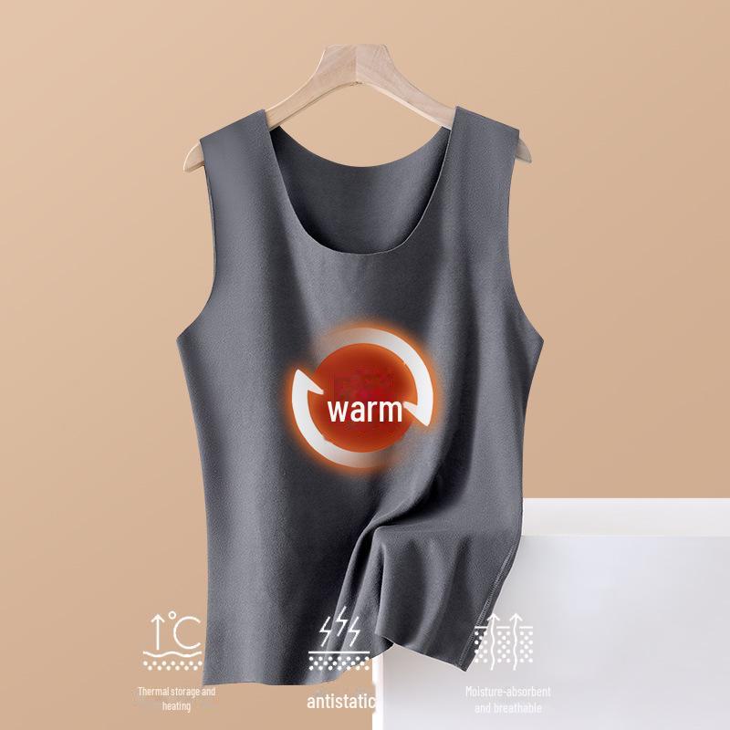 Men's Seamless Slim Fit German Velvet Warm Vest, Autumn/Winter, Large Size, Sports Base Layer with Patch.