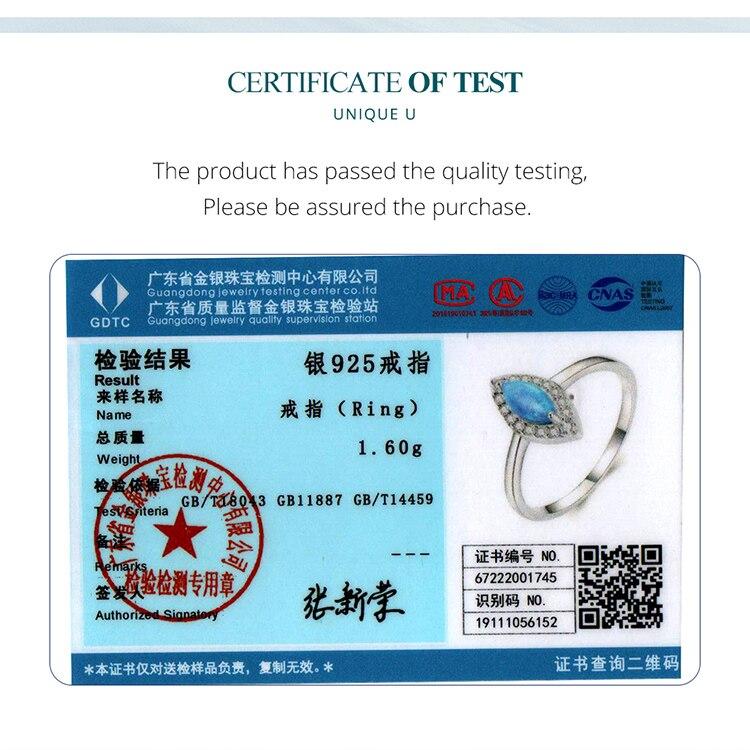 BAMOER 925 Sterling Silver Blue Synthetic Opal Devil's Eye Finger Ring Cubic Zirconia for Women Anniversary Gift Jewelry