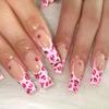 Red Diamond Leopard Print Nail Stickers - Wearable and Removable Nail Pieces