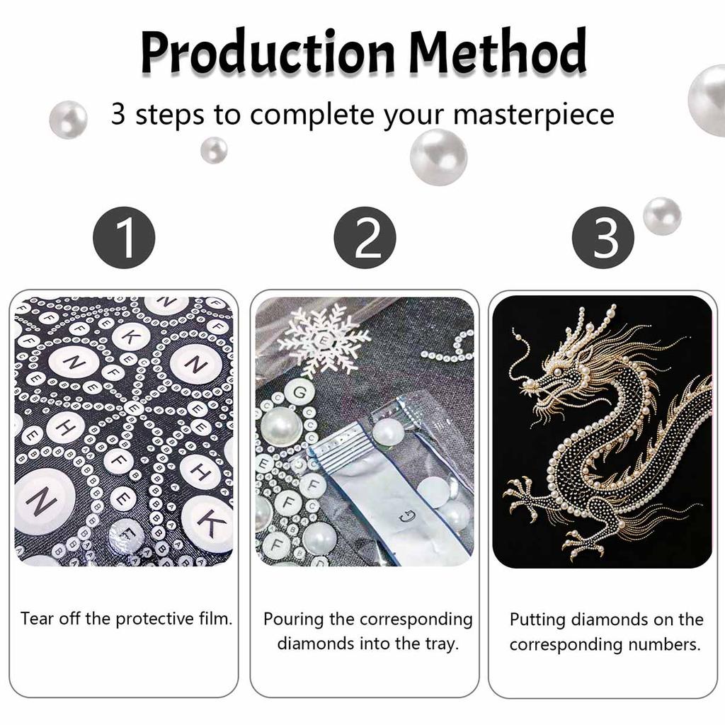 5D DIY Pearl Diamond Painting Kit Majestic Dragon Full Drill Embroidery Mosaic Art Home Wall Decor Gift
