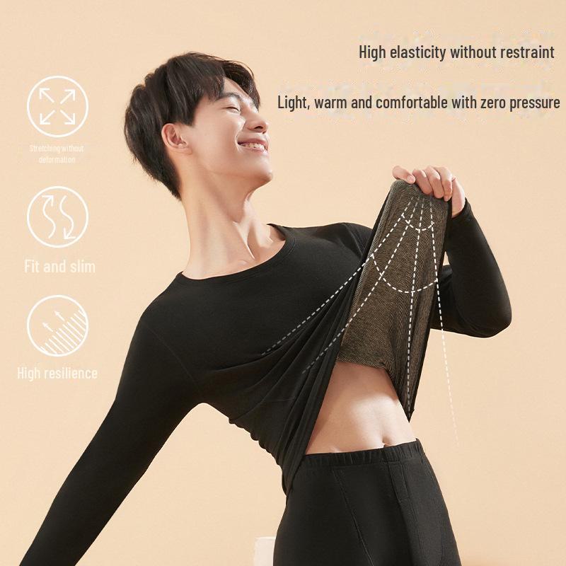 Women's Cashmere Silk Thermal Underwear Suit - Round Neck, Sanded Velvet, Autumn/Winter Collection.