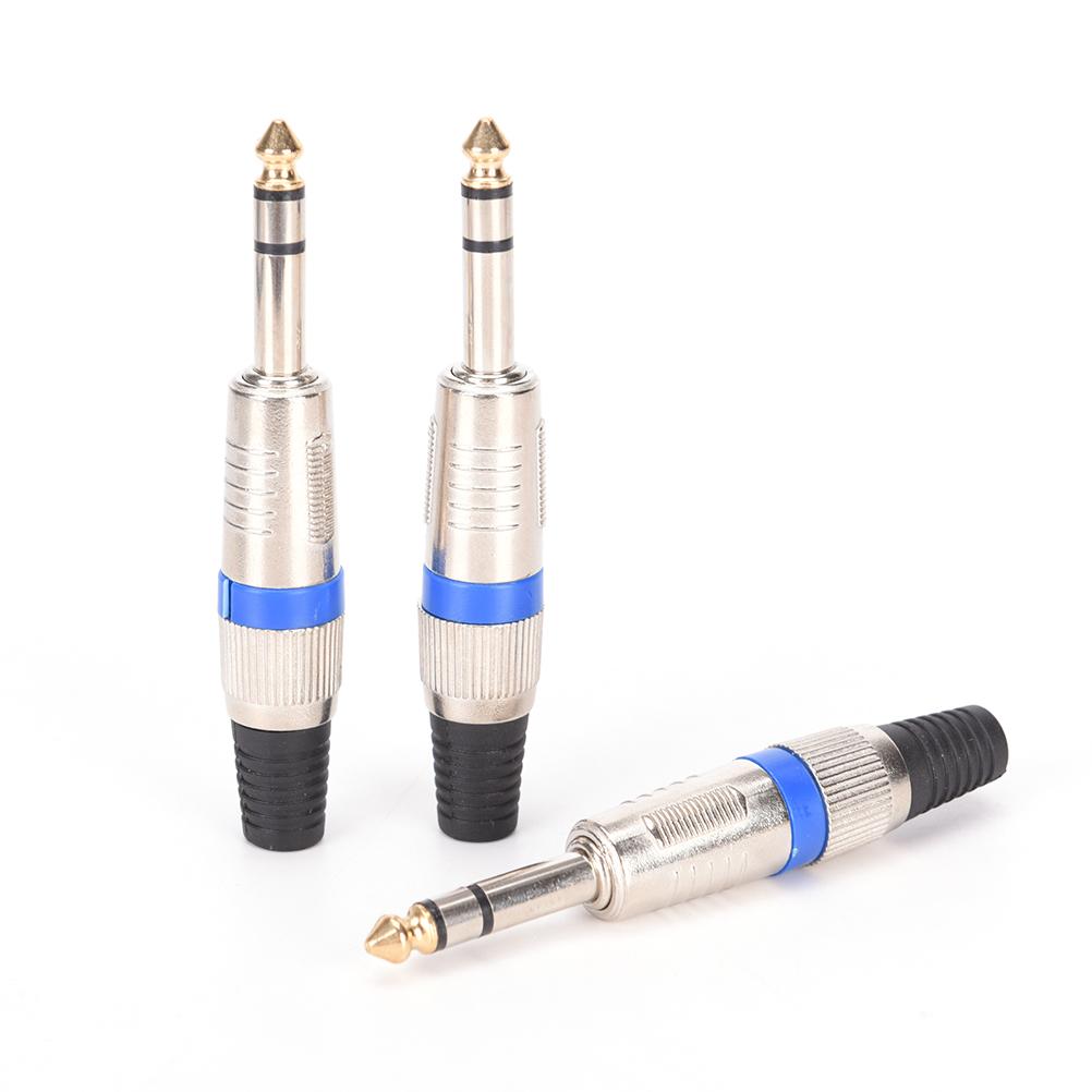 5PCS 6.35mm Stereo Connector 6.35mm 1/4" Male Plug to RCA Female Jack Audio Amplifier Microphone Plug Soldering DIY Connector