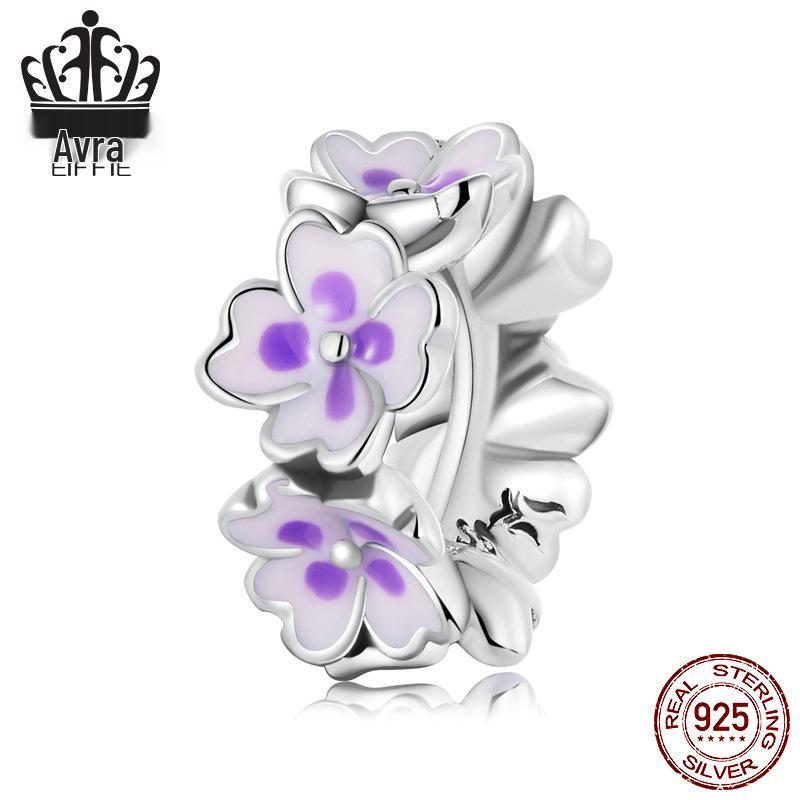 

Everlove Стерлинговое серебро s925 Браслет из бусин с фиолетовой эмалью в виде цветка SCC2212