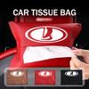 Car Logo Tissue Box Leather Paper Storage Bag Organizer Interior Accessories For Lada Xray Granta Largus Kalina Largus Priora