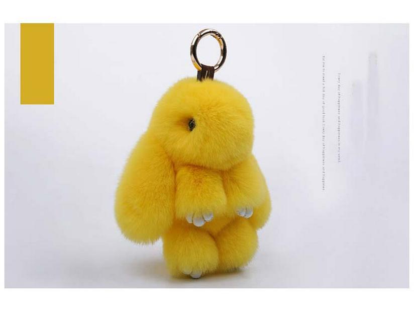 Breloc Pompom din Blană de Iepure Rex - Pandantiv Iepure Pluș Drăguț și Charm pentru Geantă