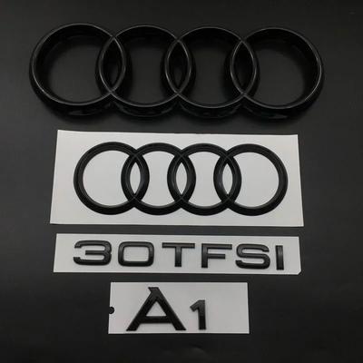Q8 A8 A1 4 Ring Logo ABS Black Car Hood Front Bonnet Grill Rear Trunk Emblem Badge Sticker A1 Mark 30TFSI Emblem For A8 A1