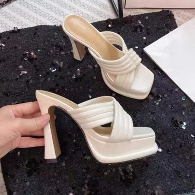 Fashionable Summer High Heel Sandals Women's Black Waterproof Platform Clogs Versatile Elegant Thin Stiletto Heels Shoes