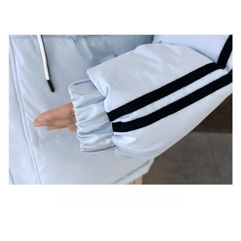 Women Winter Loose Striped Down Cotton Coat Small Size Thickened Padded Jacket Keep Warm Outfit