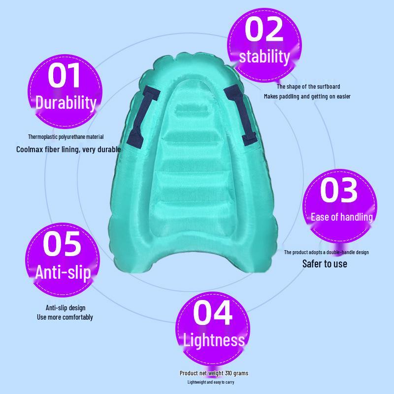 Beginner-Friendly Lightweight Inflatable Bodyboard for Safe Swimming and Surfing