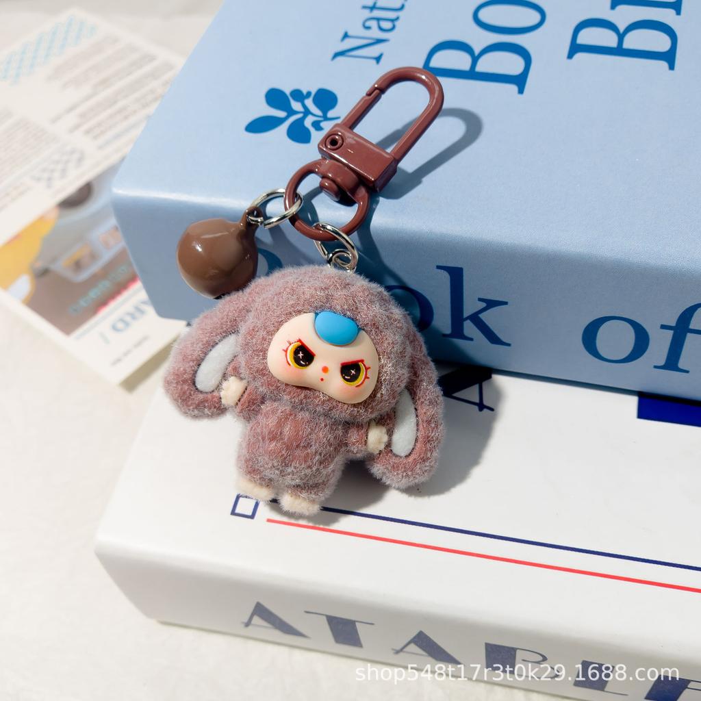 Klokkeformet Flokkering Store Ører Treåring Tegneserie Nøkkelring Tredimensjonal Figur Student Skolesekk Anheng LAbubu