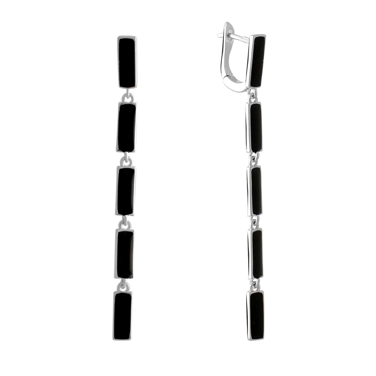 

Срібні сережки-підвіски з емалью (2128489)