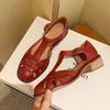 Women 2024 Summer Sandals Low Heel Platform Sandals Female Shoes Sewing Buckle Comfortable Casual Hollow Out Women's Plus Size